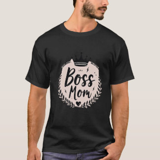 Empowering Boss Mom Krona Lagerkrans Typografi T Shirt