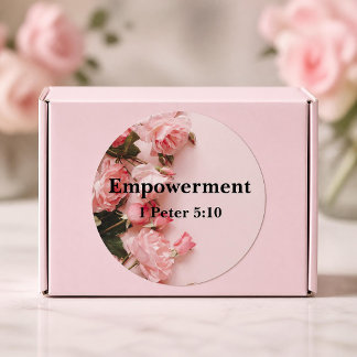 Empowerment 1 Peter 5:10 Verse Elegant Rosa ros Runt Klistermärke