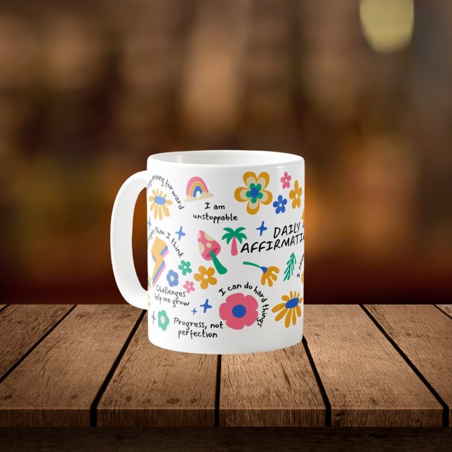 Empowerment Retro Gift, Groovy Blommigt-bekräftels Kaffemugg (Skapare uppladdad)