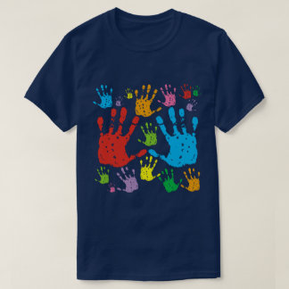Empreintes de mains en couleurs t shirt