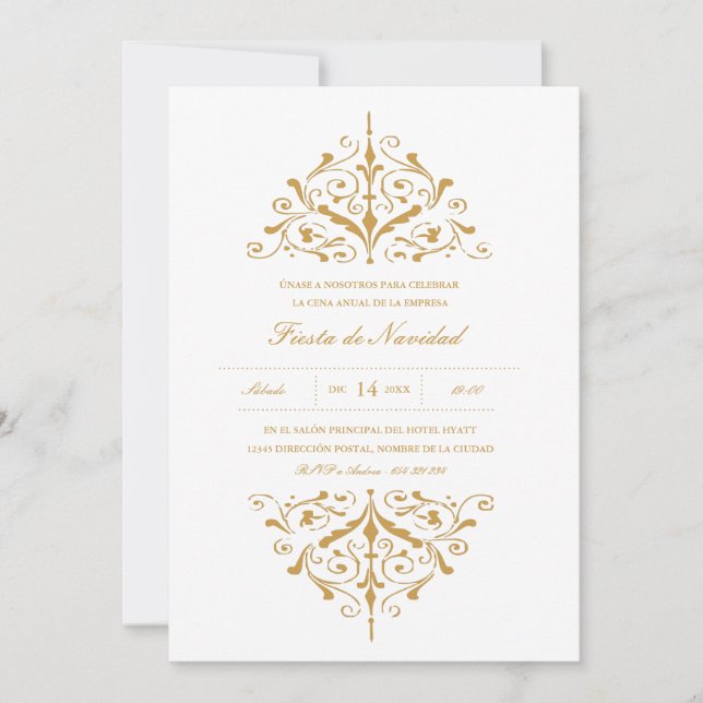 Empresa Invación Fiesta elegante del oro Inbjudningar (Framsida)