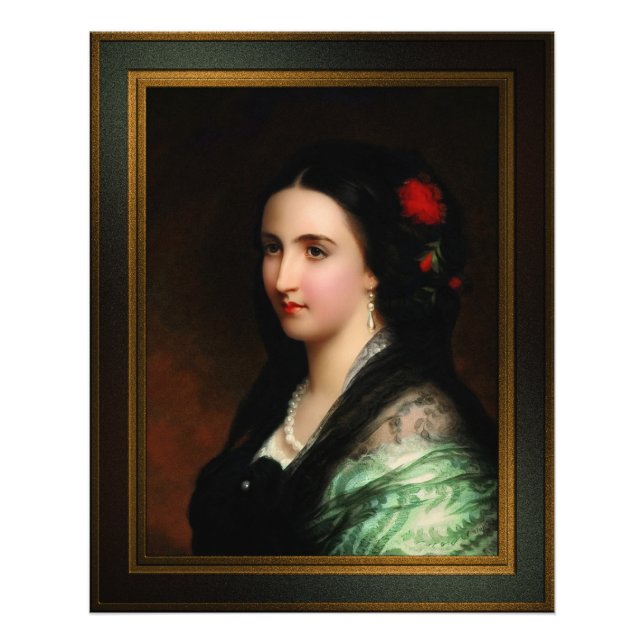 Empress Carlota of Mexico by Hermann Winterhalter Fototryck (Framsidan)