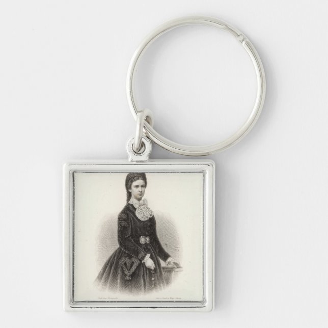 Empress Elisabet av Österrike Fyrkantig Silverfärgad Nyckelring (Framsidan)