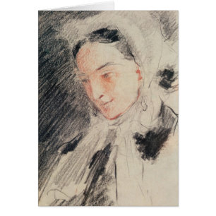 Empress Eugénie (svart & röd krita) Hälsningskort