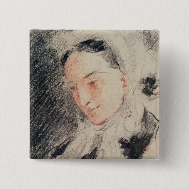 Empress Eugénie (svart & röd krita) Knapp (Framsida)