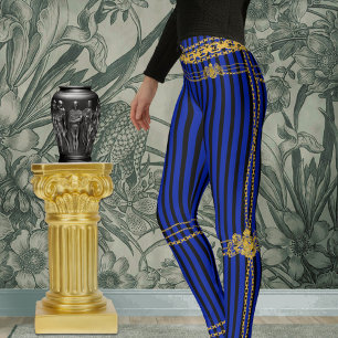 Empress Guld Chains Black & Blue Rand Leggings