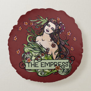 Empress Tarot Card Rund Kudde