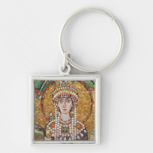 Empress Theodora Fyrkantig Silverfärgad Nyckelring