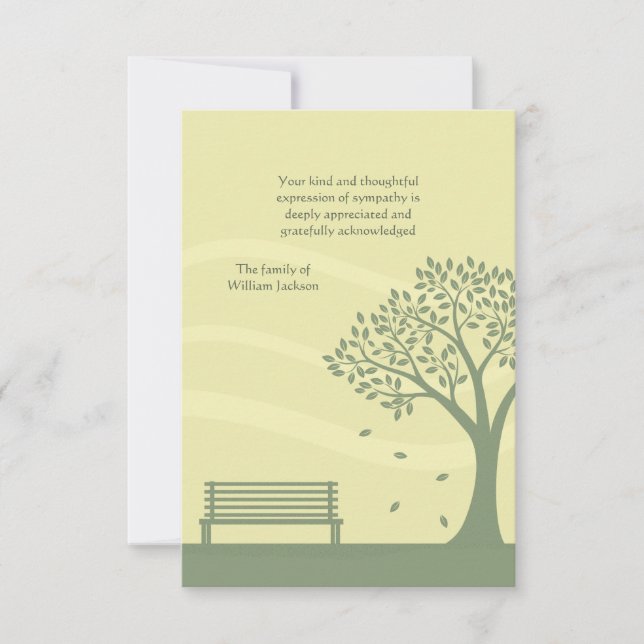 Empty Bench Bereavement Tack Notecard Anteckningskort (Framsida)