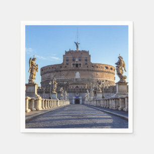Empty Ponte Sant'Angelo vid gryningen - Rom, Itali Pappersservett