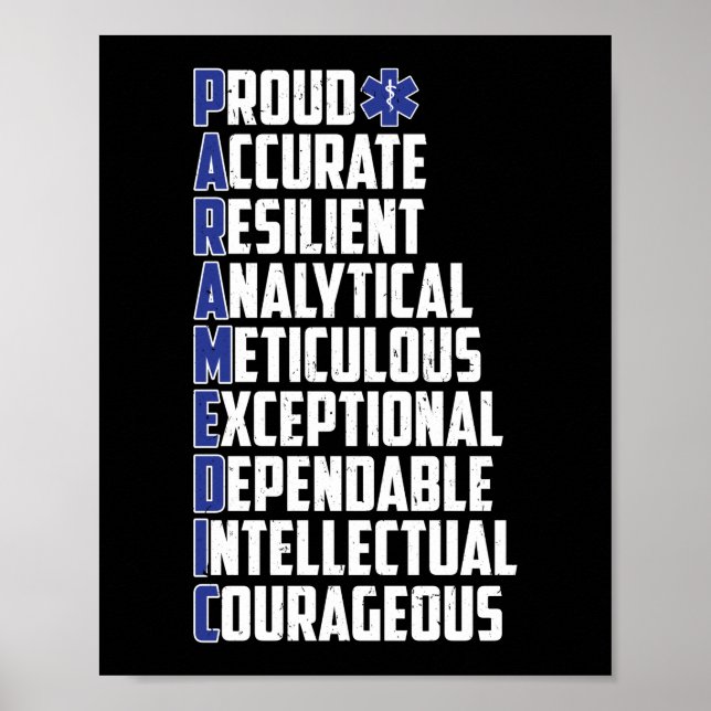 EMS Akut Sjukvårdare Ord Cloud Poster (Framsidan)