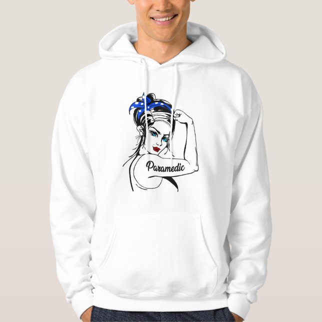 EMS Akut Sjukvårdare Rosie The Riveter Hoodie (Framsida)