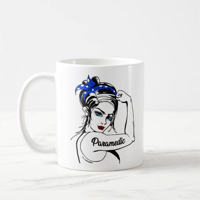 EMS Akut Sjukvårdare Rosie The Riveter Kaffemugg (Vänster)