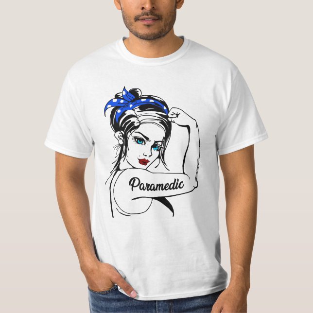 EMS Akut Sjukvårdare Rosie The Riveter T Shirt (Framsida)