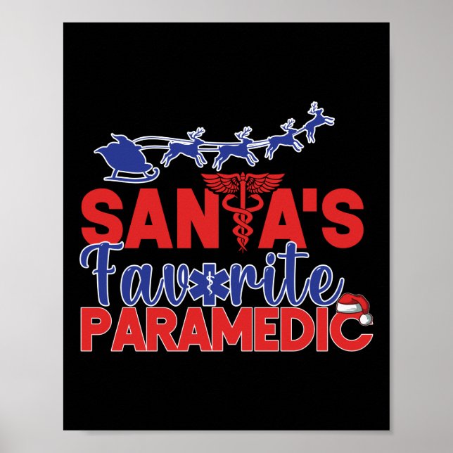 EMS-Akutet Santa's Favorite Sjukvårdare jul Poster (Framsidan)