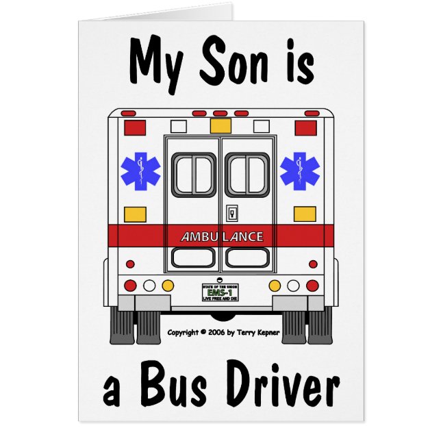 Ems-ambulans, bussförareSon, kort (Framsidan)