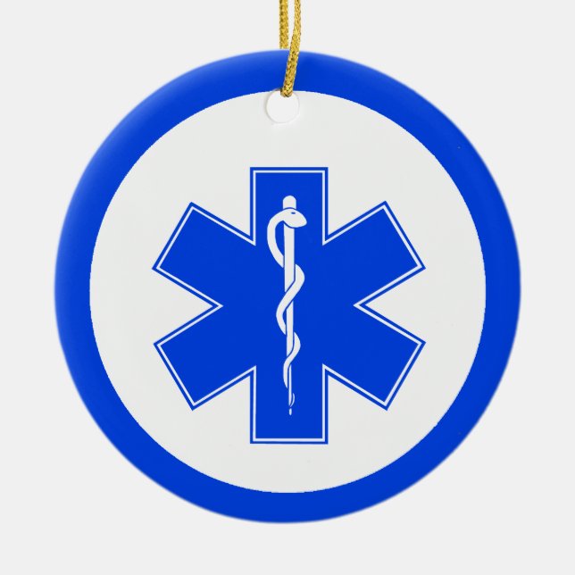 EMS Blue Star of Life-julprydnad Julgransprydnad Keramik (Framsidan)