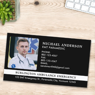 EMS EMT Akut Ambulance Photo sjukvårdare Anpassnin Visitkort