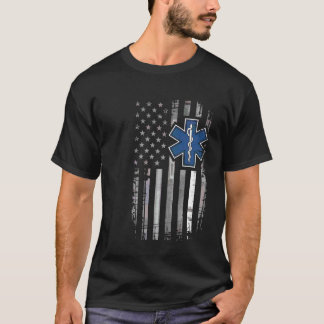 EMS EMT ambulanssjuksköterska amerikansk flagga ak T Shirt