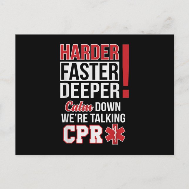 EMS Harder Faster Deeper CPR EMT Medic Nurse Meddelande Vykort (Framsida)