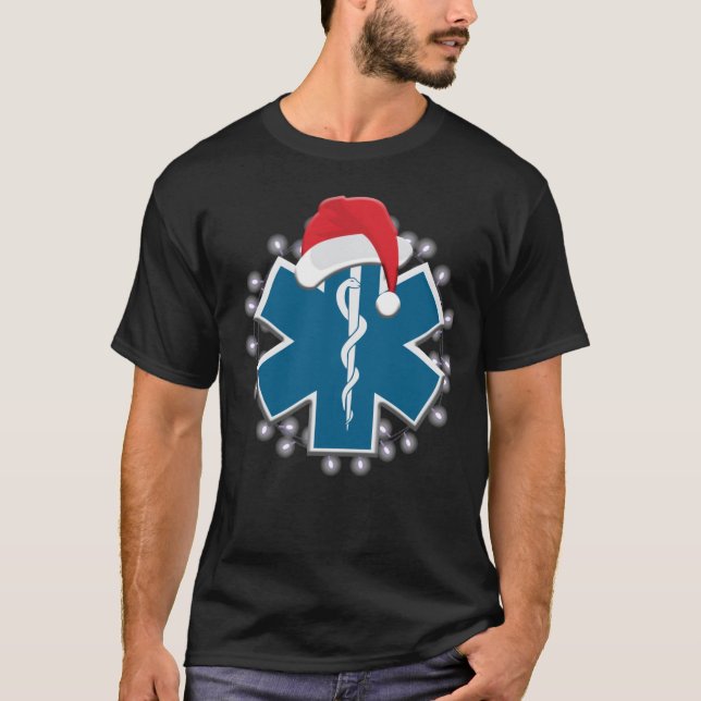 EMS Sjukvårdare EMT Star of Life-Julgrafik S T Shirt (Framsida)