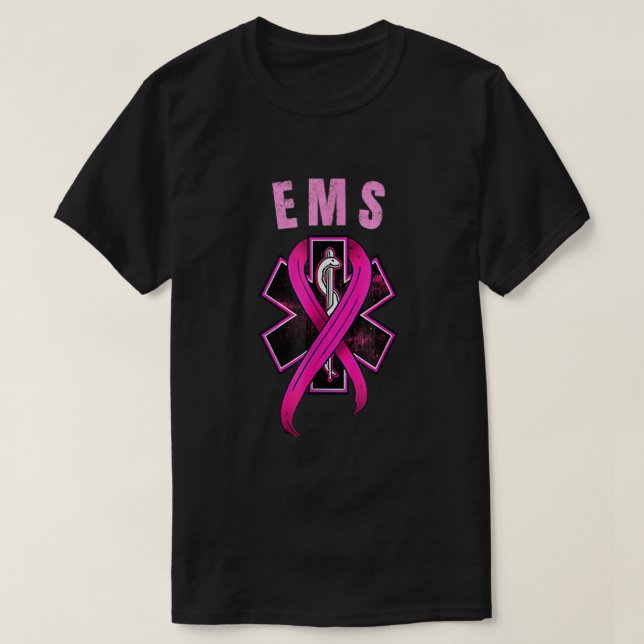 EMS-symbol för en ren Rosa för bröstcancermedveten T Shirt (Design framsida)
