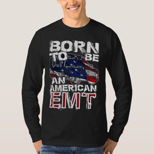 EMT Distressed American USA Flag For EMTs T Shirt (Framsida)