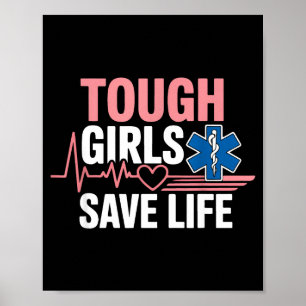 Emt Ems Ambulans Amr Tjej Kvinnlig Tuffa Tjejer Rä Poster