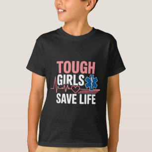 Emt Ems Ambulanspersonal Amr Tjej Kvinnlig Tuffa T Shirt
