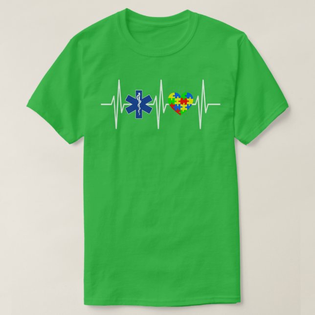 EMT EMS Autism Awareness Sjukvårdare Puzzle Heart T Shirt (Design framsida)
