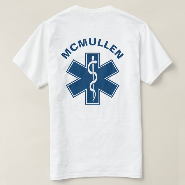 EMT EMS Sjukvårdare Blue Tee Shirt (Design baksida)