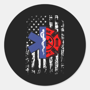 Emt Firefighter American Flagga Back Pri Runt Klistermärke