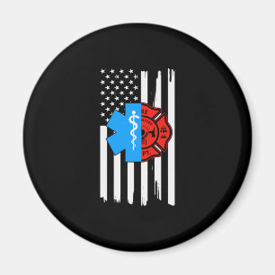 Emt Firefighter American Flagga Distress.Png Magnet