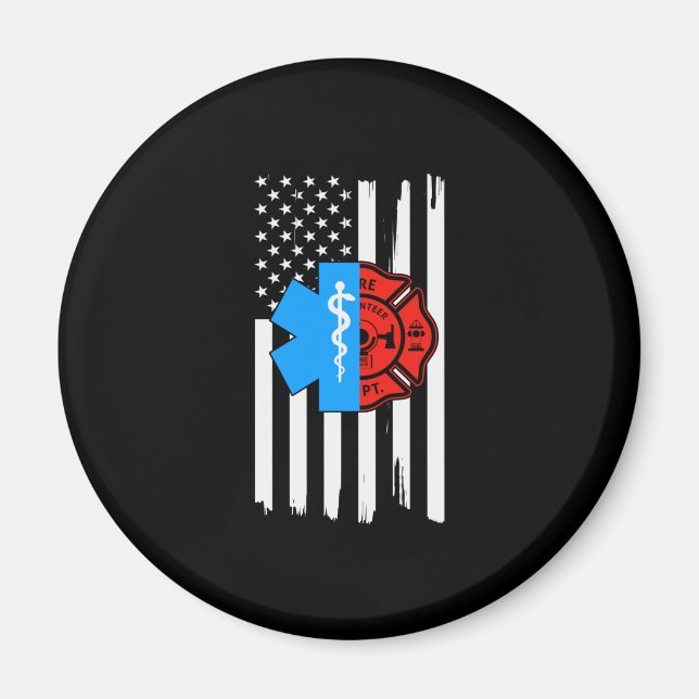Emt Firefighter American Flagga Distress.Png Magnet (Framsidan)