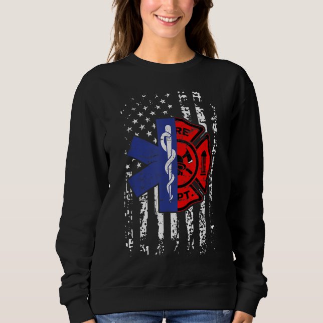 EMT Firefighter Firefighter EMT American Flagga Gi T Shirt (Framsida)