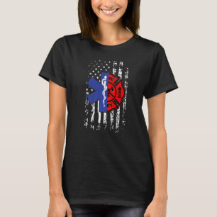 Emt Firefighter Firefighter Emt American Flagga T Shirt
