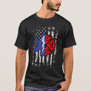 Emt Firefighter Shirt Firefighter American Flagga  T