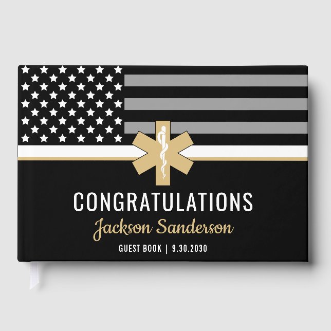 EMT First Responder Thin White Line EMS Pension Gästböcker (Framsida)