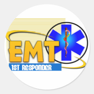 EMT FÖRSTA SVARARE AKUT MEDICINSK TEKNIK RUNT KLISTERMÄRKE