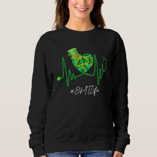 EMT Life Stethoscope Heartslag Shamrock St Patrick T Shirt