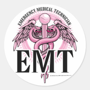 EMT Rosa Caduceus Runt Klistermärke