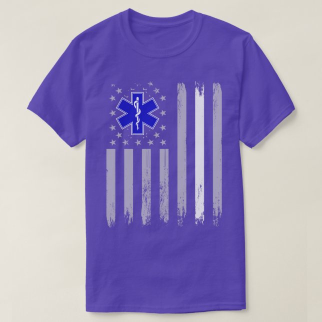 EMT Sjukvårdare American Flagga Ambulance Patriot T Shirt (Design framsida)