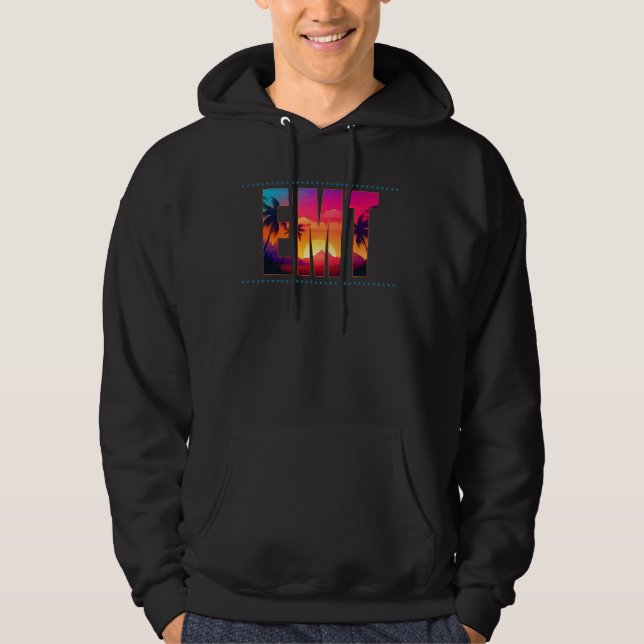 EMT yrkestitel Yrke Sunset Retro Manar Kvinnor Hoodie (Framsida)