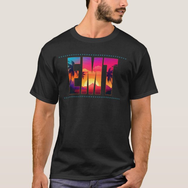 EMT yrkestitel Yrke Sunset Retro Manar Kvinnor T Shirt (Framsida)