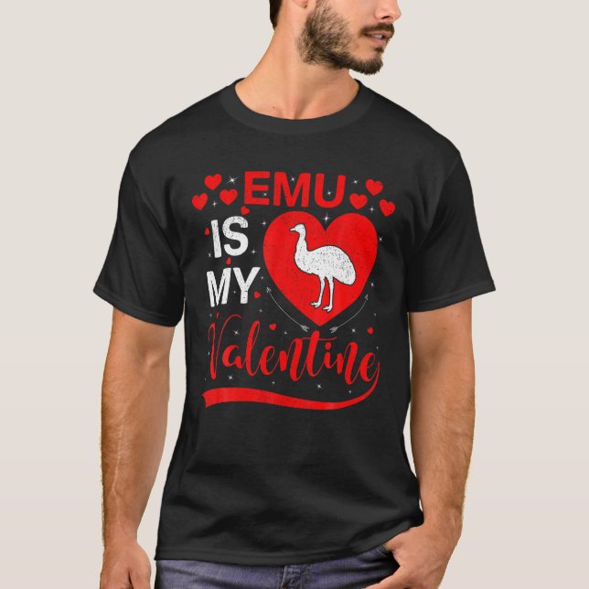 Emu är min Valentine Funny Heart Emu Valentines da T Shirt (Framsida)