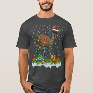 Emu Bird Älskare Matching Santa Lighting Emu Chris T Shirt