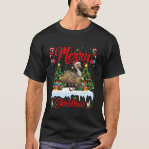 Emu Bird Julafton Träd Lighting Santa Hat Emu Chri T Shirt