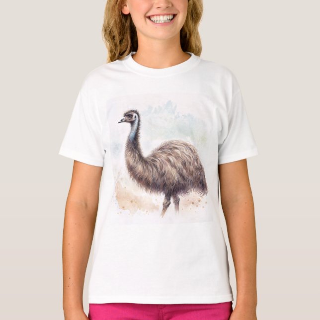 Emu Bird Watercolor T Shirt (Framsida)