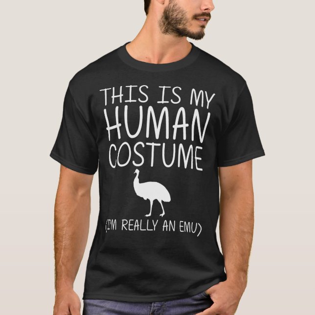 Emu Easy Halloween Human Costume Ostrich Bird Rhea T Shirt (Framsida)