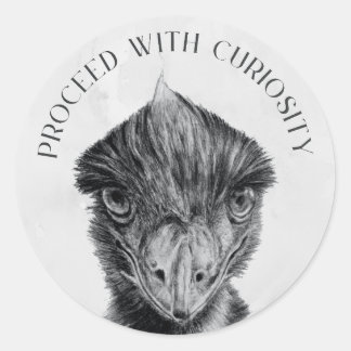 Emu Envelope Seal Sticker | Fortsätt med nyfikenhe Runt Klistermärke